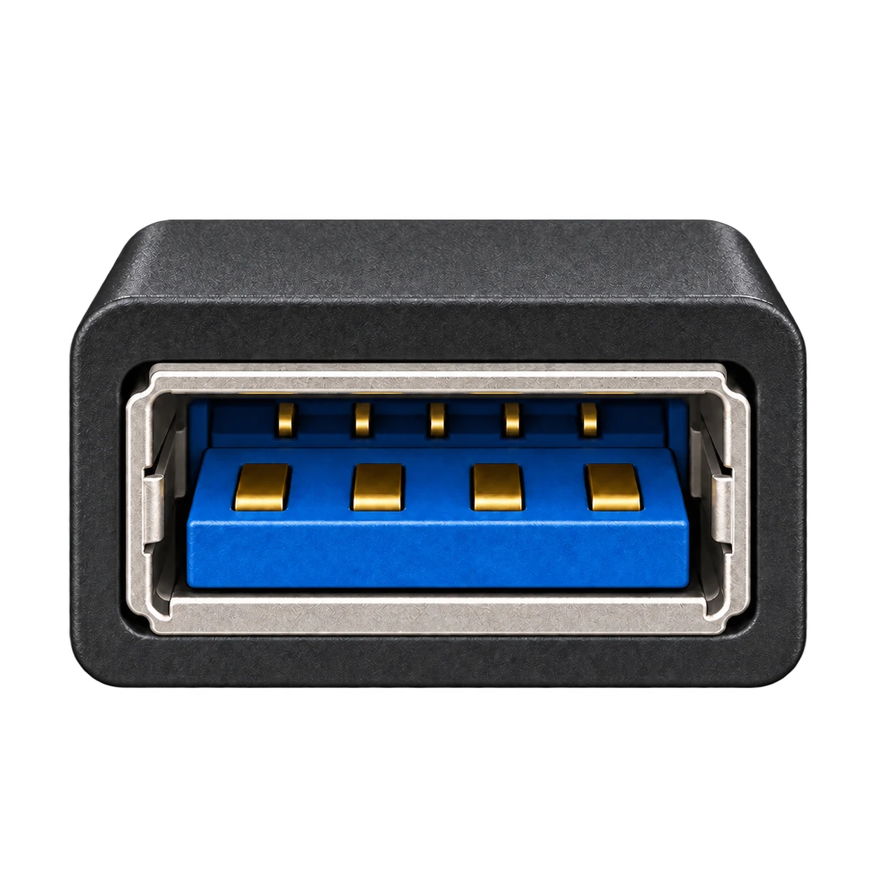 青い樹脂部を持つUSB 3.x対応USB-Aの機器側ポートの例