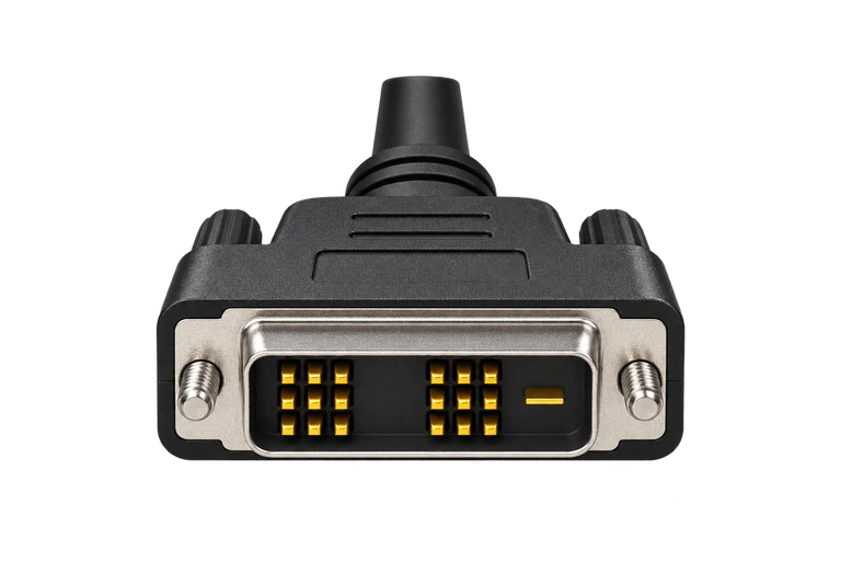 DVI-D シングルリンクのケーブル側の先端を正面から見たイメージ画像。接点の構成は18＋1。