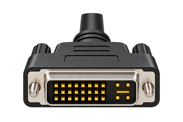 DVI-I デュアルリンクのケーブル側の先端を正面から見たイメージ画像。接点の構成は24＋5。