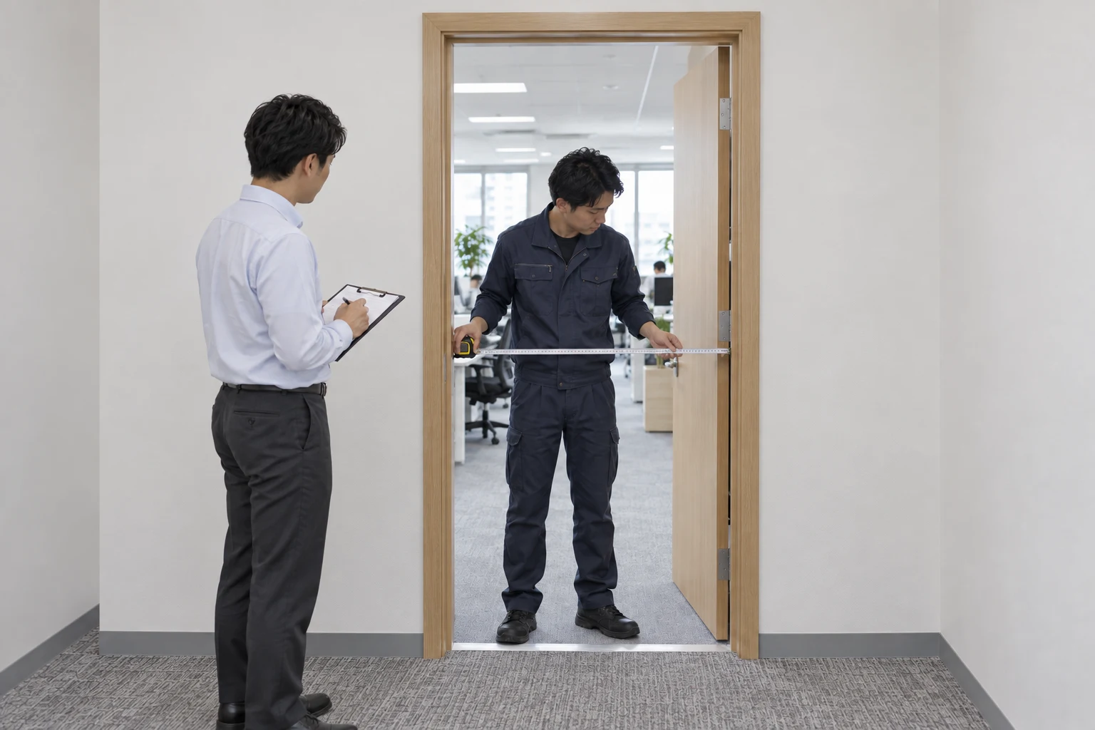 入口の有効幅を測り、搬入する家具や梱包の寸法と照らし合わせます。